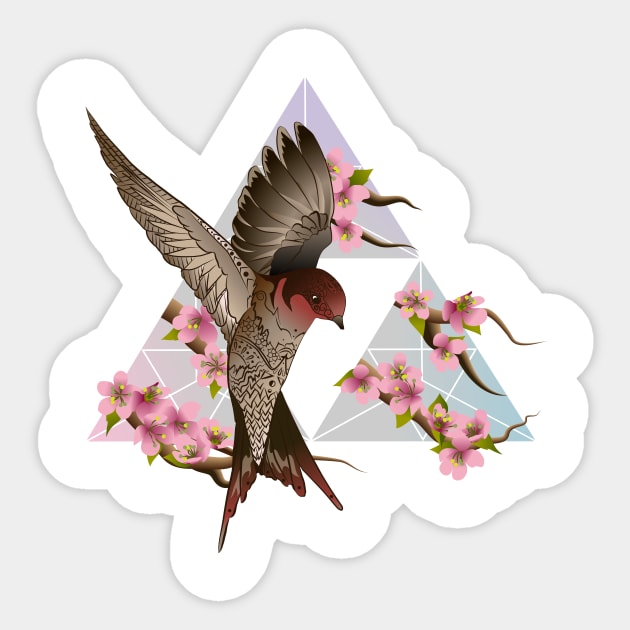 Swallow Landing Sticker by v.caia